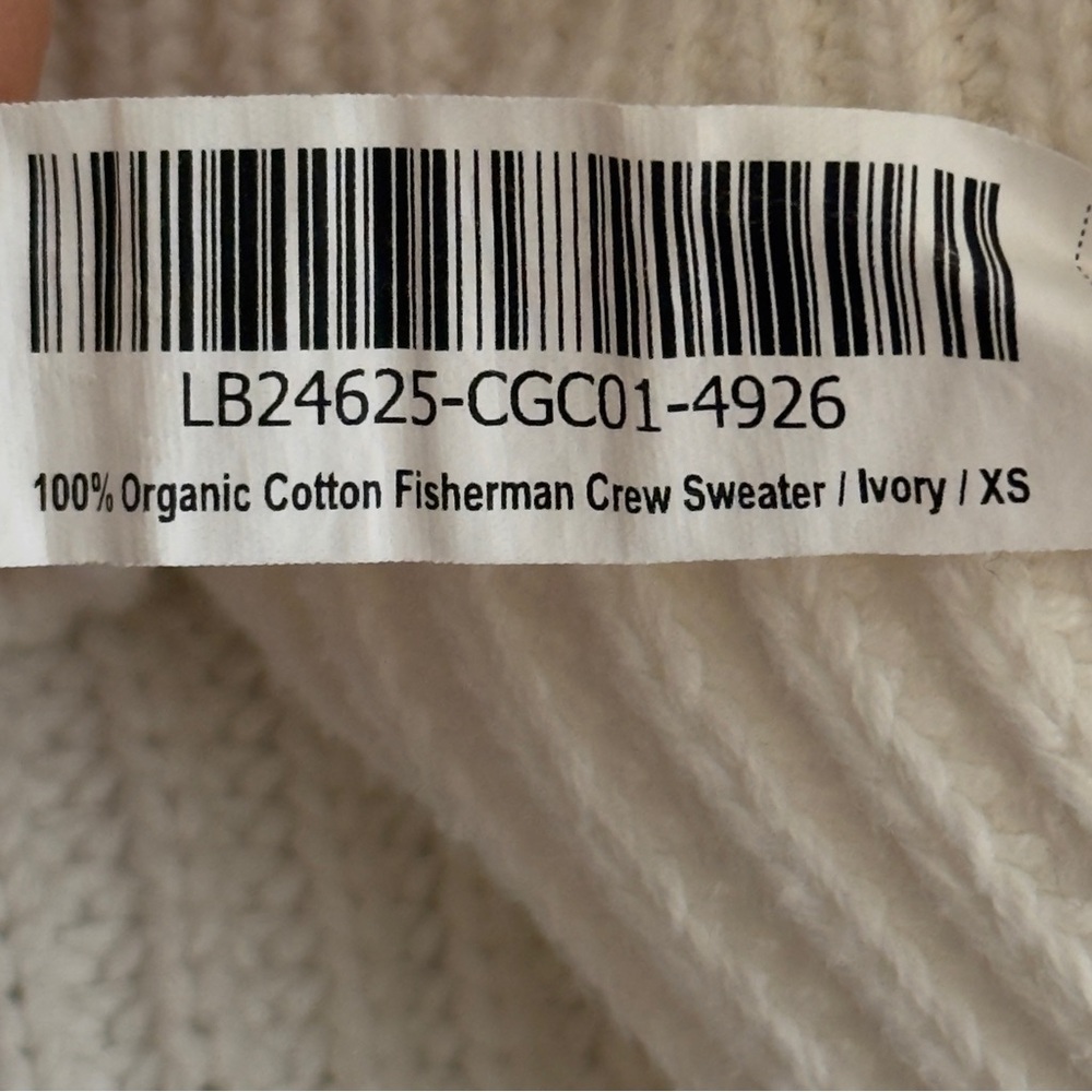 Quince Ivory 100% Organic Cotton 
Fisherman Crew Sweater - Picture 9 of 9